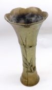An Oriental Brass Bamboo moulded Trumpet Vase, 12 ¾” high