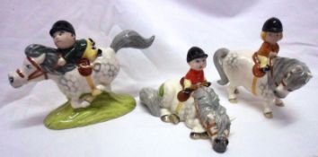 John Beswick/Norman Thelwell Figures: Pony Express; Kick Start and one other, largest piece 5”