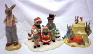 A Mixed Lot of Royal Doulton Bunnykins Figures: Father Bunnykins; Merry Christmas Bunnykins Figure