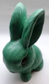 A large Sylvac Green Glazed Model Rabbit, No 1028, 10” high