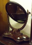 A large William IV or early Victorian Mahogany Dressing Table Mirror, the oval mirror plate on