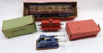 A collection of Hornby 0-Gauge Tinplate Railway, includes No 2E Buffer Stop; No 1 Esso Petrol Tank