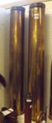 Two Large 6” Brass Naval Shell Cases, circa 1958, 46 ½” tall (2)