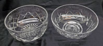 A Mixed Lot of 20th Century Clear Cut Glass Wares, comprising two Round Bowls and three Tapering