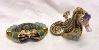 A Royal Crown Derby Paperweight, modelled as Cromer Crab; and a further Crown Derby Paperweight,