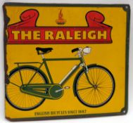 An early 20th Century Enamelled Advertising Sign for “The Raleigh English Bicycles Since 1887”,