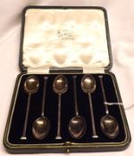 A Cased Set of six Teaspoons, Sheffield 1923, in a fitted cased marked “J B Mennie Newbridge