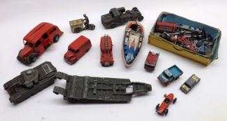 A box of various Die-Cast and Tinplate, including Thornycroft Mighty Ant; Dinky Centurion Tank (A/