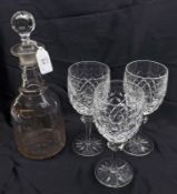 A Mixed Lot comprising: a Clear Glass 19th Century Decanter with star-cut base; and a part set of