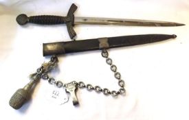 Third Reich Air Force Pilot’s Dagger, wire-bound grip with sheath, hanger and knot