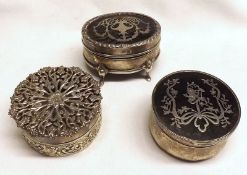 A Mixed Lot comprising: three small Dressing Table Boxes, the first of oval form with