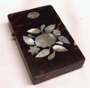 A Georgian Tortoiseshell and Mother-of-Pearl Rectangular Card Case, with hinged lid, inlaid with