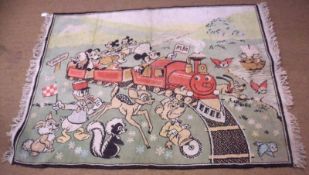 A Vintage Mickey Mouse Wool Rug, 59” x 44”