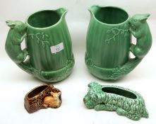 A Mixed Lot comprising: pair of Sylvac Jugs with squirrel-shaped handles; a further Sylvac puppy-