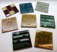 A collection of eight various late 19th/early 20th Century Tiles, some relief moulded with floral