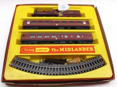 A Tri-ang Hornby “The Midlander” boxed Train Set, RS8, comprises Loco and Tender, two Coaches and