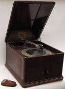 His Master’s Voice, an early 20th Century Mahogany Cased Table Top Gramophone with internal speaker