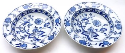 A pair of Cauldon Meissen Pattern Blue and White Bowls, 8 ½” diameter