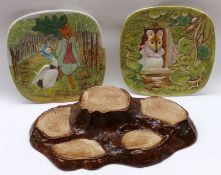 A Mixed Lot comprising: two Beswick Beatrix Potter Wall Plates and a further Beswick Tree Stump
