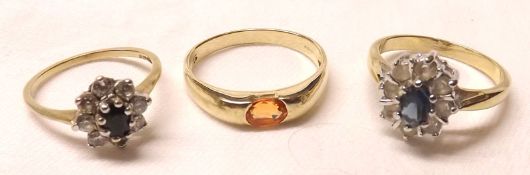 A yellow metal Ring set with an oval orange coloured stone, stamped “9K”; a hallmarked 9ct Gold