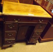 A Mahogany Queen Anne style small Kneehole Desk, moulded edge with boxwood stringing and central