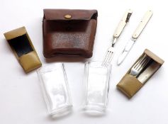 An unusual Leather Cased Travelling Cutlery Set, marked with Maker’s Name Stewart Dawson & Co Ltd,