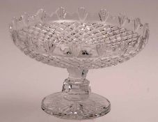 A Waterford Crystal Large Centrepiece or Pedestal Bowl, with a fan-moulded rim and hobnail cut body,