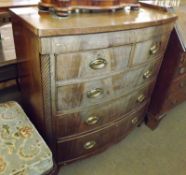 A 19th Century Mahogany Bow Front Chest, of two short and two long drawers, with oval brass plate