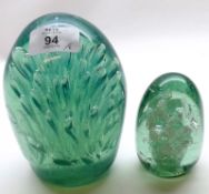 A Mixed Lot comprising: a large Pilkington Dump Glass Paperweight, of trapped air bubble design;