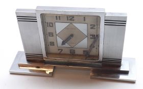 A 1st half of the 20th Century Chrome Plated 8-Day Mantel Timepiece, retailed by Mappin & Webb