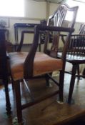 A Mahogany Chippendale style Carver Chair, arched back, pierced wheat-ear moulded central splat,