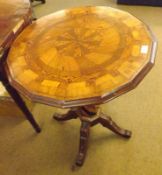 An unusual Victorian Pedestal Wine Table, the top inlaid with geometric design with various specimen