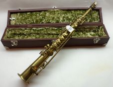 Pleison Paris, Yellow Metal Soprano Straight Saxophone, in fitted case