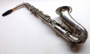 An early 20th Century Boosey & Co, For the USA, White Metal Alto Saxophone