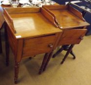 A pair of Victorian Mahogany Bedside Cabinets, with galleried backs, single doors with knob handles,