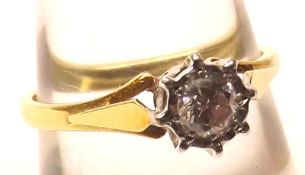 A hallmarked 18ct Gold Solitaire Brilliant Cut Diamond Ring, approximately .2ct