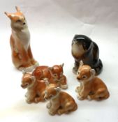 A Mixed Lot of USSR/Lomonosov Animals, to include a Lynx, a Wildcat and four Mountain Lion Cubs,