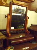 A Victorian Mahogany Framed Swing Dressing Table Mirror, the base with single cushioned drawer,