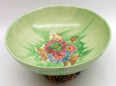 A Clarice Cliff “My Garden” Circular Pedestal Bowl, the centre painted with a coloured floral panel,