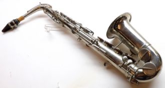 A French Alto Saxophone by Universal Savannah, Paris, Nickel Plated with Serial No 658