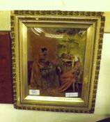 A Victorian Crystoleum Picture depicting three ladies in a parlour, 12” wide including frame (A/F)