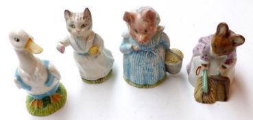 A Mixed Lot of Beatrix Potter Figures: “Aunt Pettitoes”; “Tabitha Twitchett”; “Hunca Munca Sweeping”