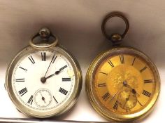 A Mixed Lot comprising: Two various base metal cased open faced key-wind Pocket Watches, various