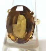 A hallmarked 9ct Gold Oval Citrine Dress Ring, basket set