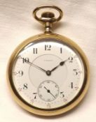 An early 20th Century American Gold Plated Open Face Keyless Pocket Watch, H W Tisdall, 12544933,