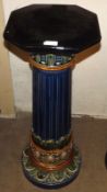 A large Ceramic Jardinière Stand in the Doulton style, octagonal top to a fluted column with