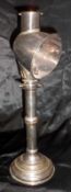 An Adjustable 19th Century Reading Candlestick, fitted with removable hood, plain knopped stem to