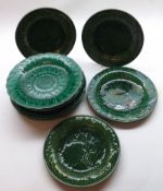 A Group of sixteen assorted 19th Century Green Leaf Plates and Dishes, various manufacturers (some