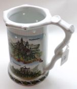 A 20th Century Schobenhausen Novelty Bier Stein decorated with Ludwig II and various castles, 7”