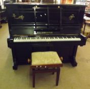 A late 19th/early 20th Century Upright Iron Framed Piano, signed C Bechstein Berlin, Numbered